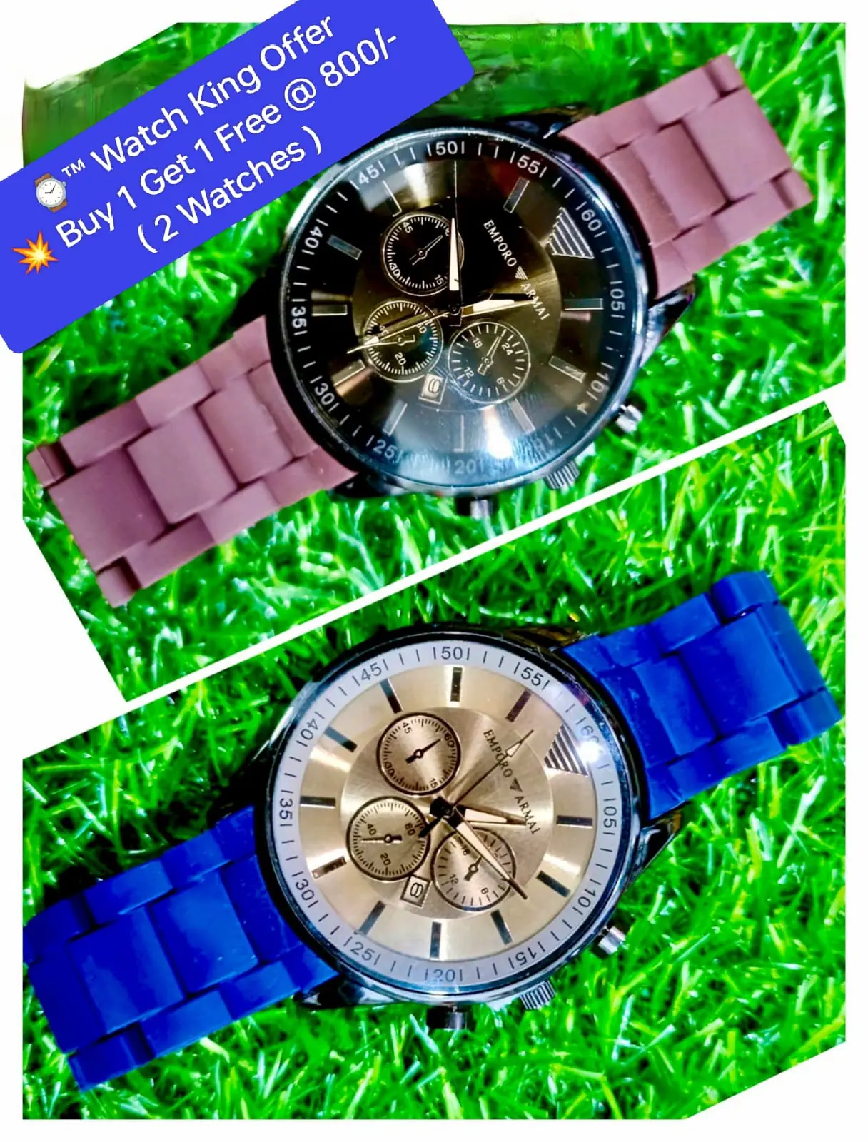 ™ARMANI GREY & BLACK WATCHES_ Buy 1 Get 1 Free - 800 Rs.