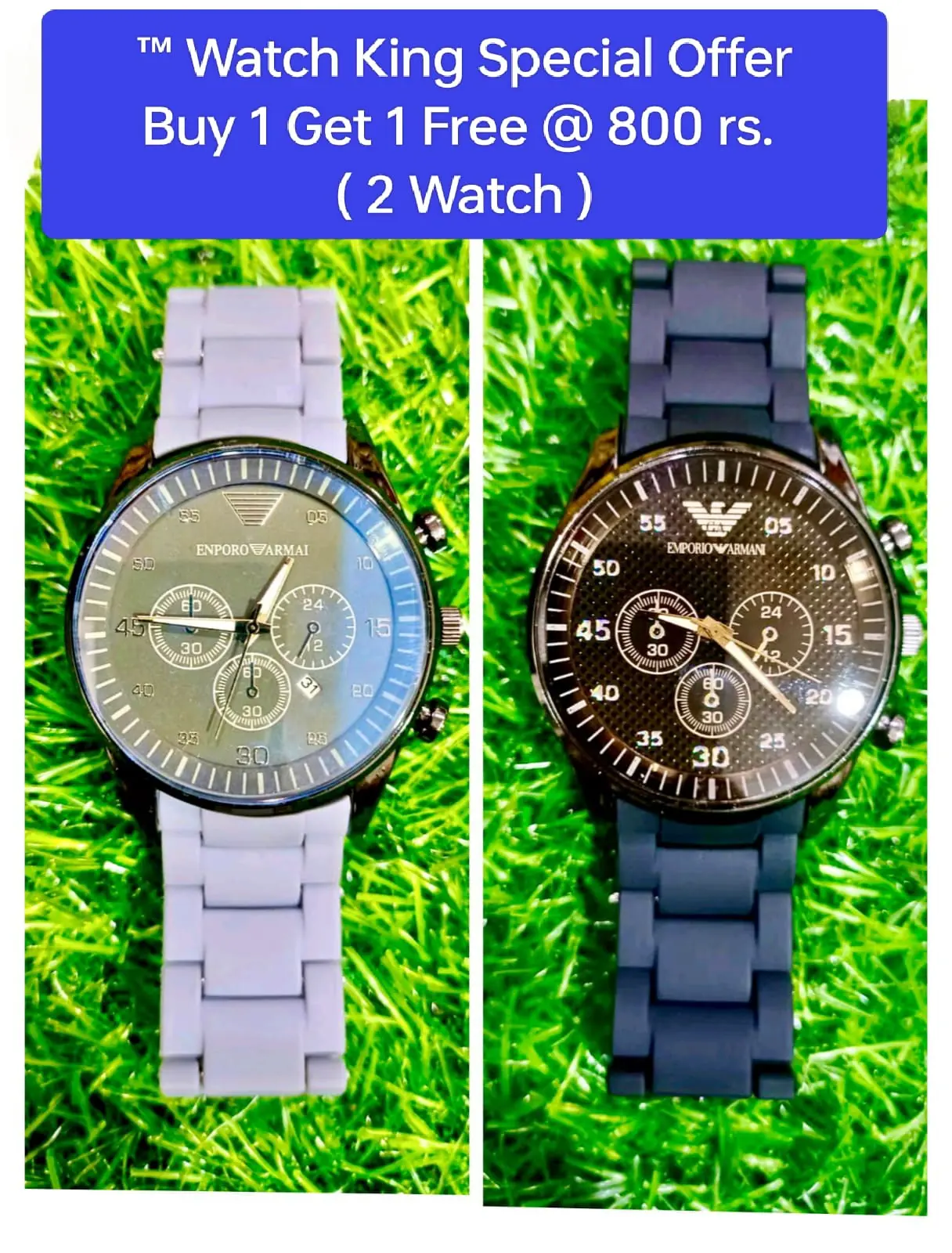 ™ARMANI GREY & BLACK WATCHES_ Buy 1 Get 1 Free - 800 Rs.